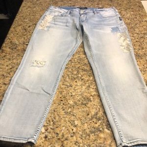 Silver jean capris